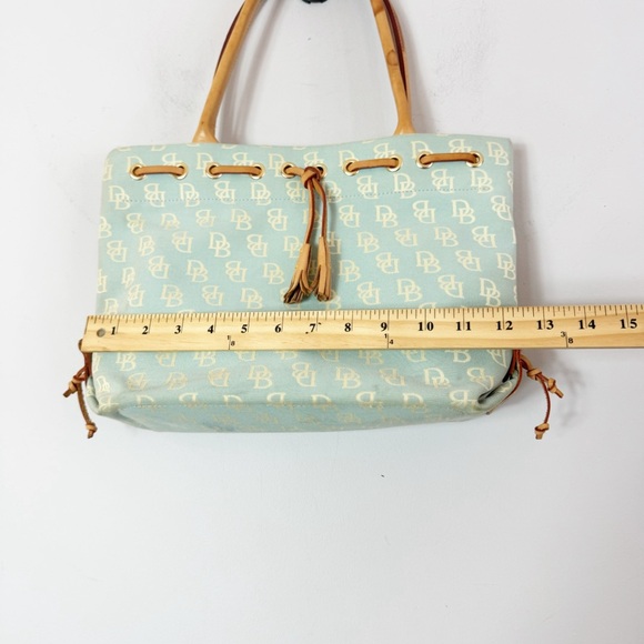 Dooney & Bourke Vintage Blue Cream Signature Fabric Shoulder Bag Canvas Leather - Picture 15 of 16